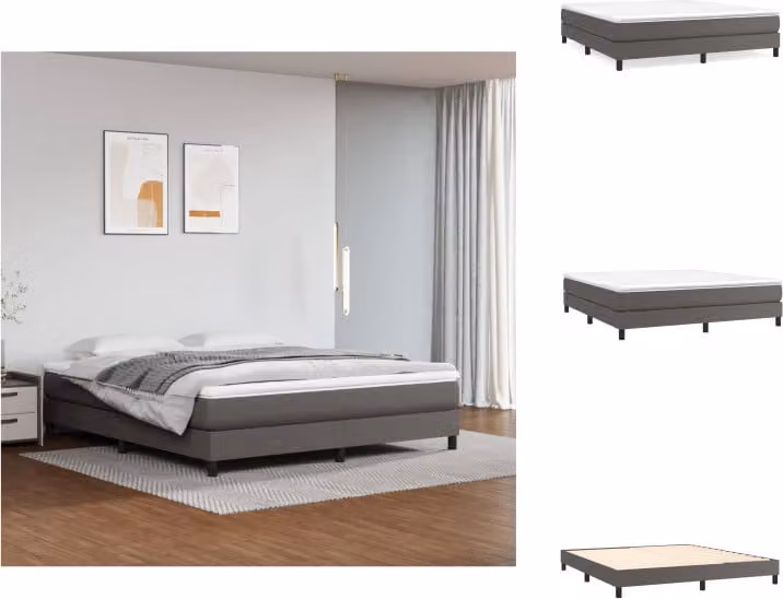 vidaXL Letto a molle insacchettate grigio 160x200 cm in Pelle finta - Letti e strutture letto