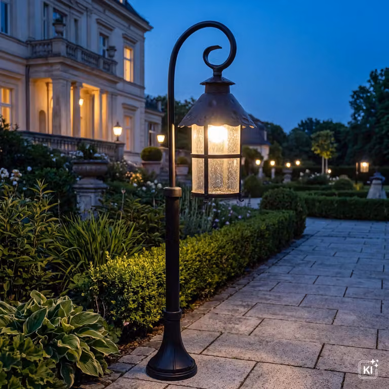 Lampada da terra per esterni nero IP23 E27 86 cm vetro metallo rustico sentiero luce casa giardino