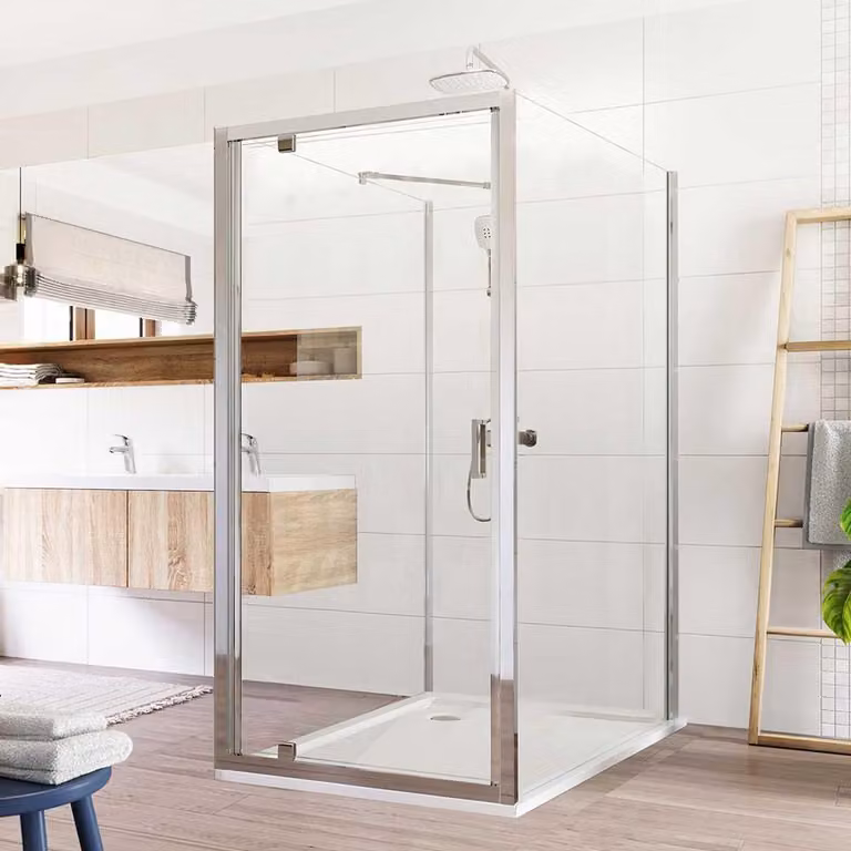 Mereo Cabina doccia Lima, rettangolare a U, girevole, 80x90x80 cm, cromo ALU, vetro trasparente - CK87863K