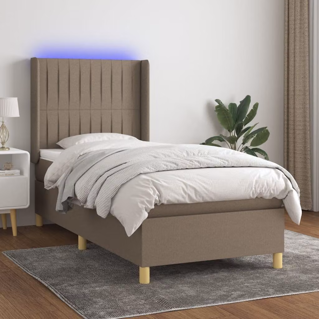 Maison Exclusive - Letto a Molle con Materasso e LED Tortora 100x200cm in Tessuto