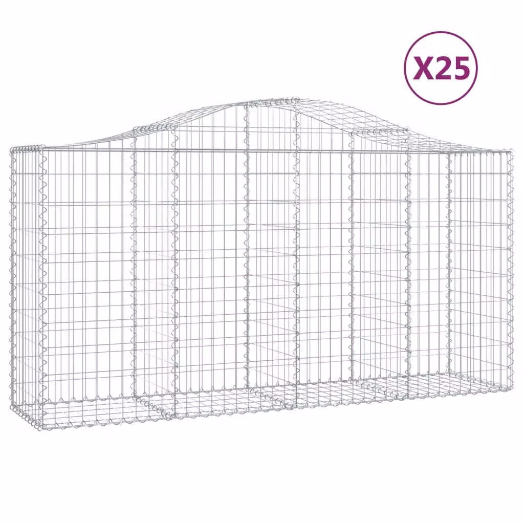 Cesti Gabbioni ad Arco 25 pz 200x50x100/120 cm Ferro Zincato