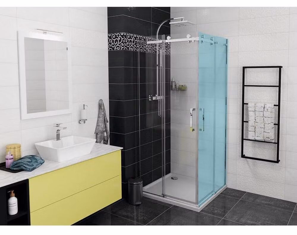 Gelco Dragon - Porta doccia in due parti 1000 mm, vetro rivestito, alluminio lucido/vetro trasparente GD4210