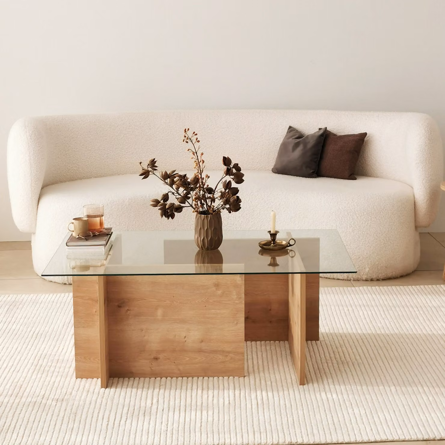 Skye Decor, Escape - Sapphire Oak, tavolini, rovere zaffiro, vetro, 105 x 40 x 65 cm