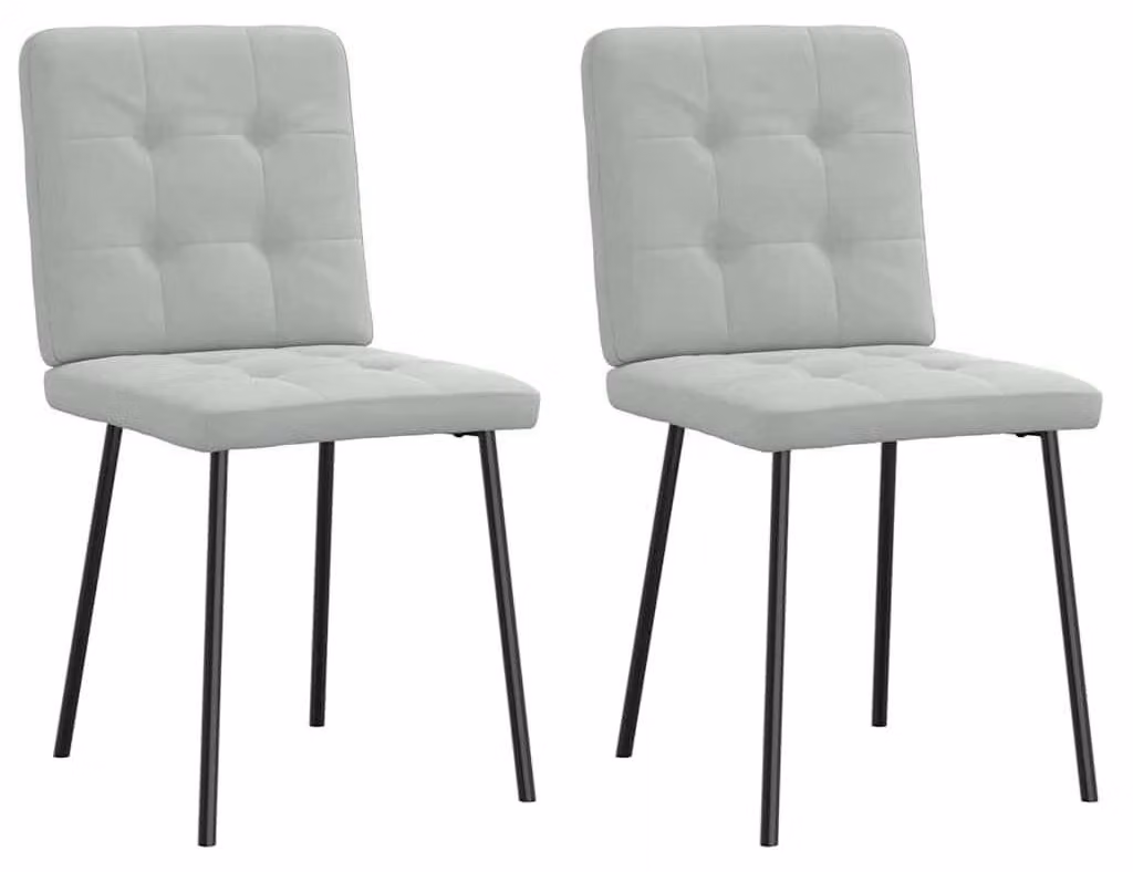 Set di 2 sedie da pranzo color grigio chiaro con rivestimento in velluto