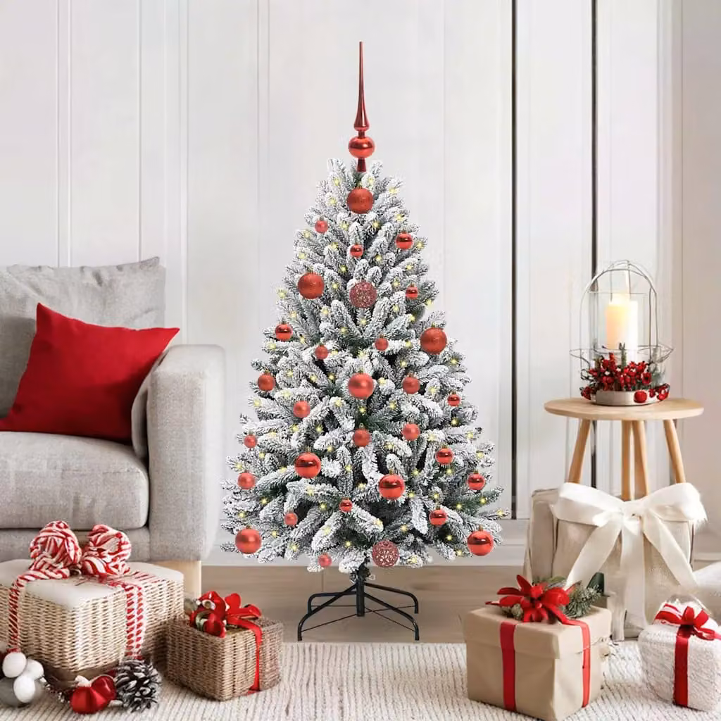 Albero di Natale artificiale moderno vidaXL verde con 150 LED bianco caldo e struttura in metallo e PVC, Altezza: 120 cm