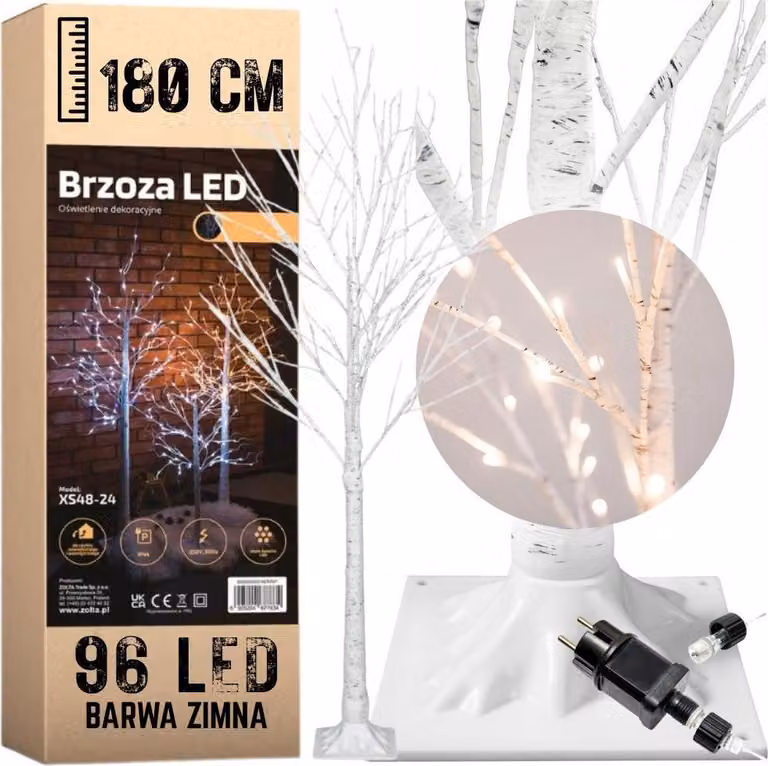 Albero di Natale betulla LED decorazione festiva 180 cm 96 LED multicolore STUDEN