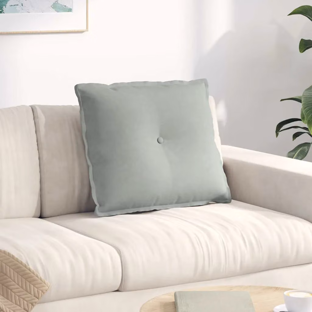 vidaXL Cuscino per Schiena Grigio in Tessuto di Velluto a Costine L: 60 cm, P: 50 cm, H: 19 cm