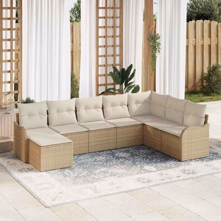 Maison Exclusive - Set Divano da Giardino 8 pcs Beige polyrattan