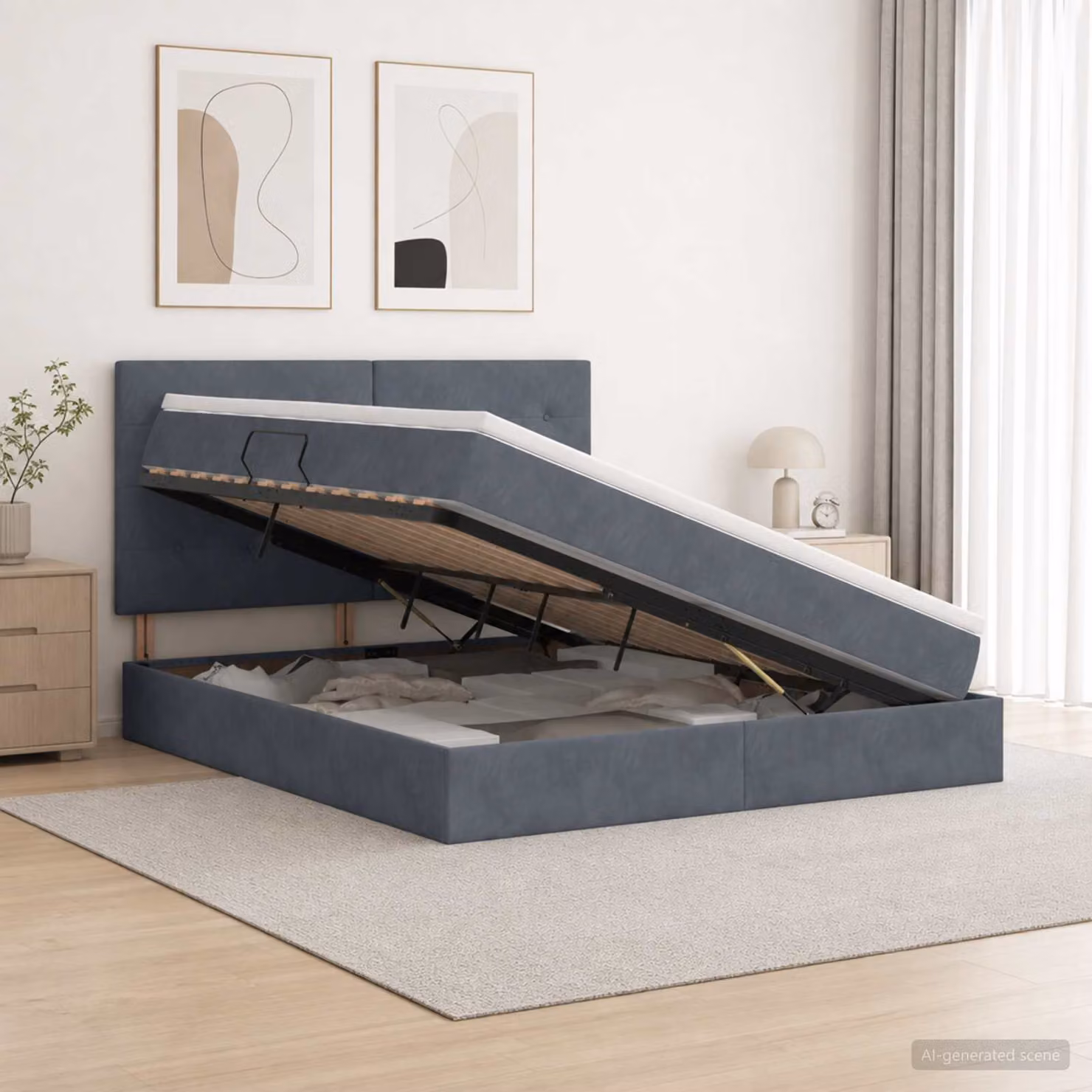 Letto con contenitore e materasso vidaXL Grigio, L: 180 cm, P: 200 cm, H: 204 cm