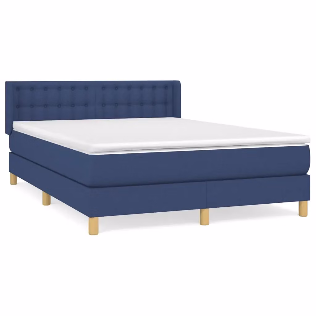 Letto Ibrido vidaXL con Giroletto a Molle e Materasso in Tessuto Blu e Bianco L/P/H: 193 x 147 x 88 cm – 2