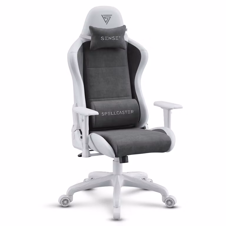 Sense7 Spellcaster FUKU sedia da gioco, poltrona da gioco, sedia da ufficio, sedia da scrivania ergonomica, sedia girevole 120 kg, bianco e grigio