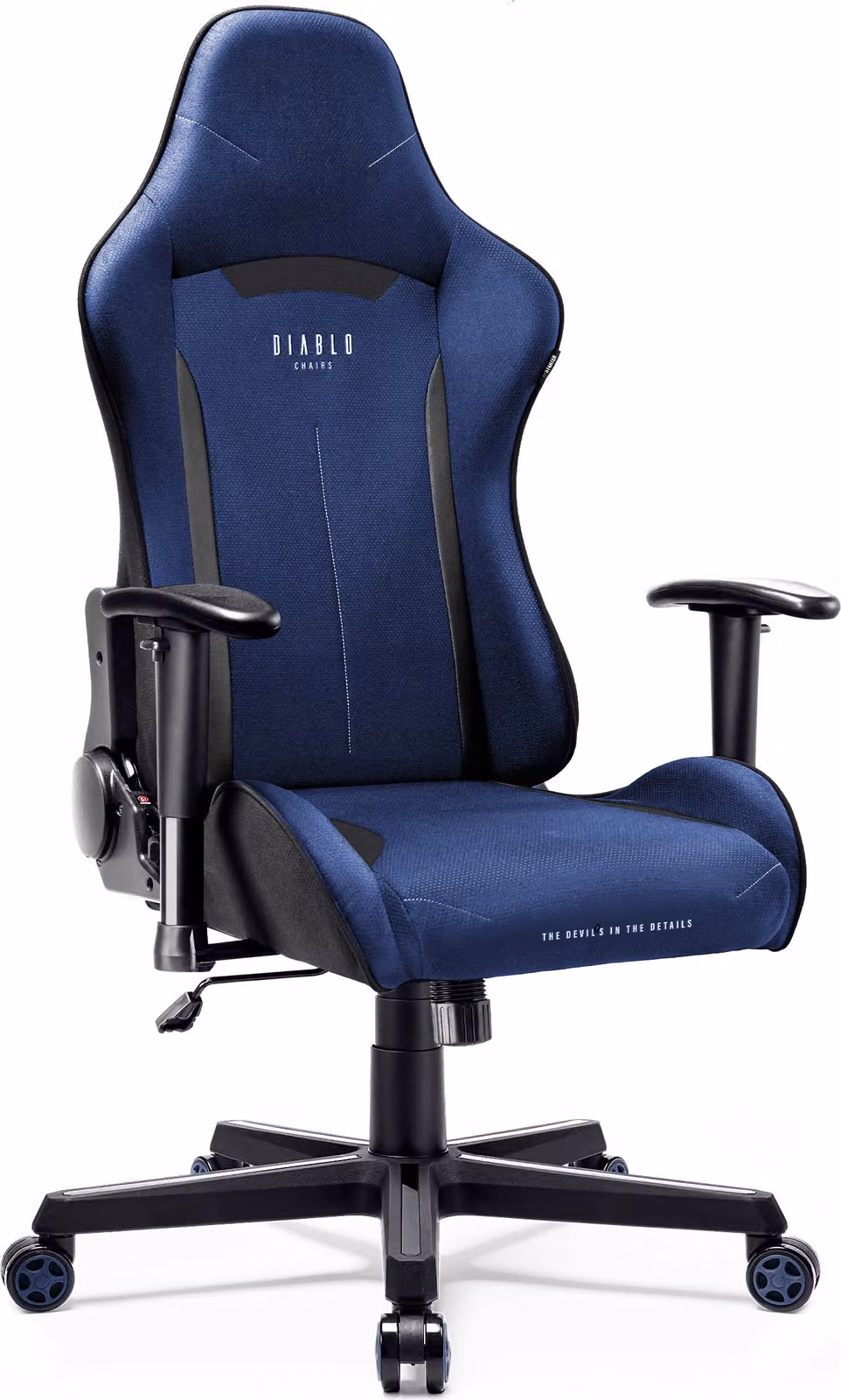 Diablo X-ST4RTER Sedia da gioco Sedia da ufficio Sedia per PC Rivestimento in tessuto ergonomico Braccioli 2D Meccanismo di inclinazione, Colore: Blu scuro