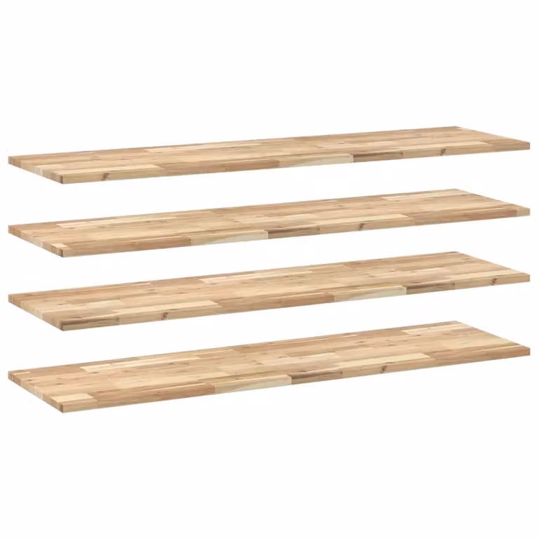 Set di 4 mensole da parete VIDAXL in legno di acacia non trattato, colore marrone, L: 160 cm, P: 40 cm, H: 2 cm