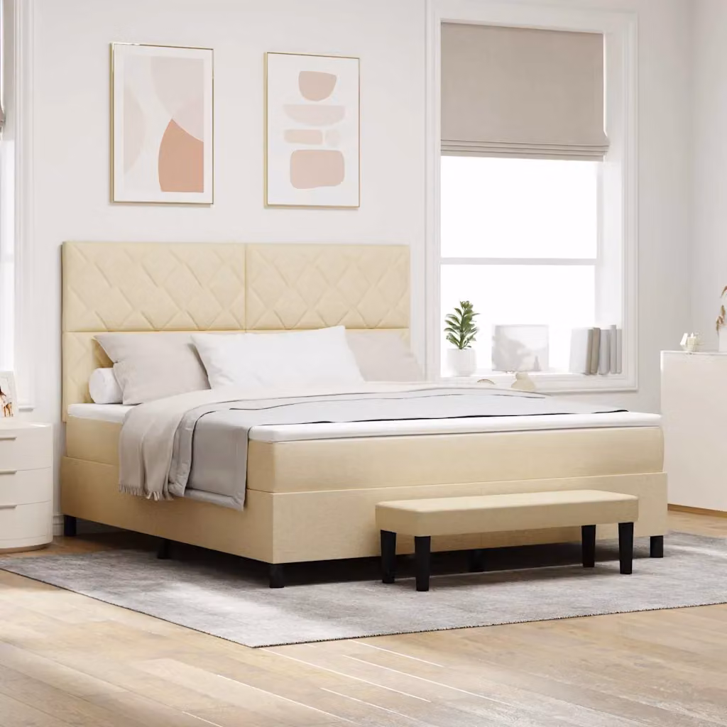 Letto ibrido con molle a tasche e testiera vidaXL, colore beige, L/P: 180 x 200 cm