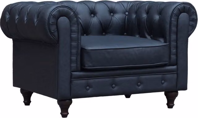 Poltrona Chesterfield "Aliza"- 111 x 82 x 70 cm - Nero