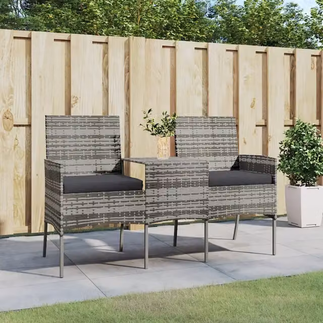 Divano da Giardino 2 Posti con Tavolino-Sofa da Giardino-Divano da esterno in Polyrattan Antracite