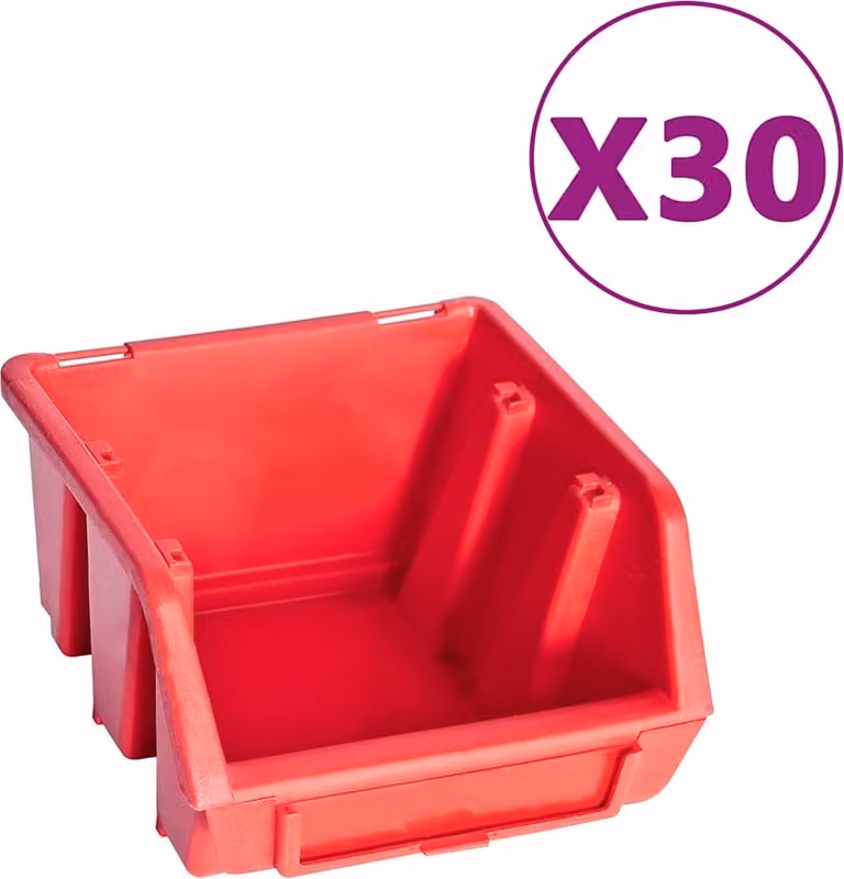 Kit Contenitori 136 pz con Pannelli a Parete Rosso e Nero