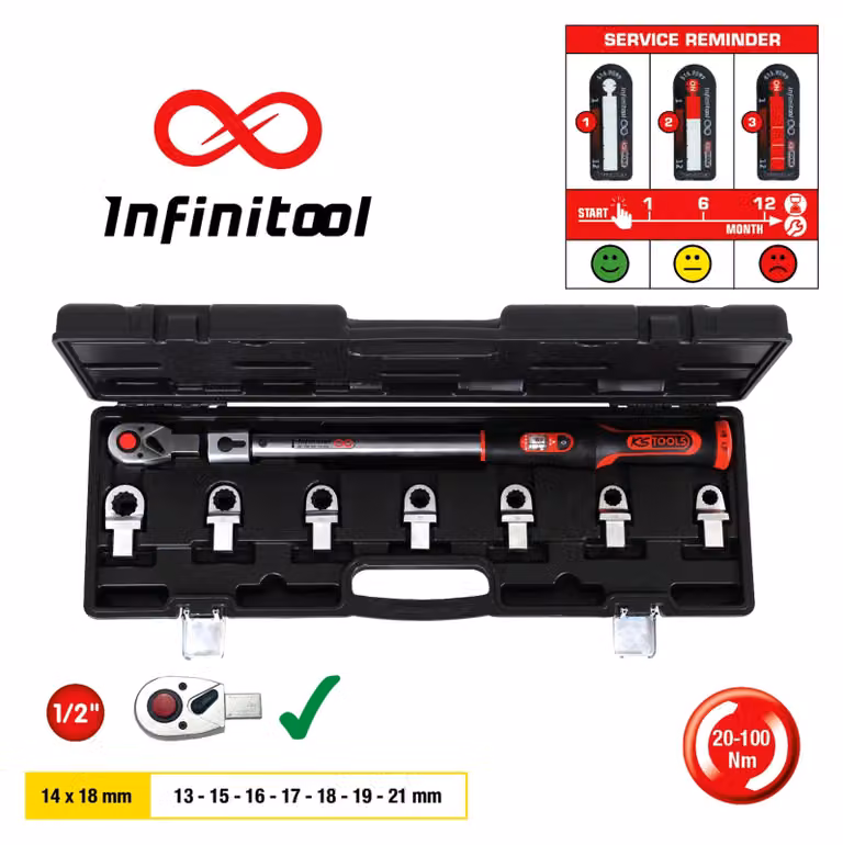 KS-Tools 516.9105 Set di chiavi a inserto INFINITOOL 14x18mm 20-200Nm, 9 pezzi