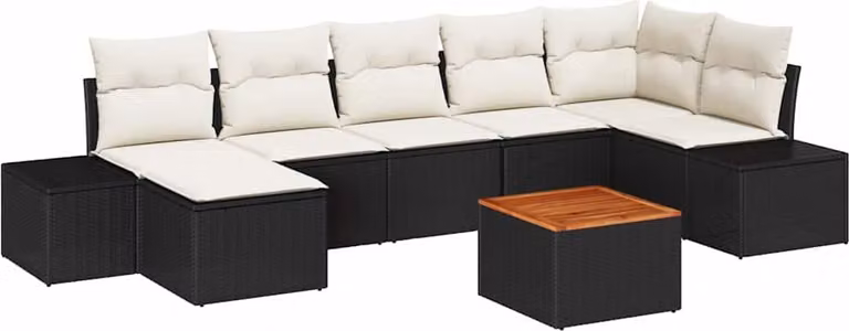 Set Divano da Giardino 8 pcs Nero e bianco