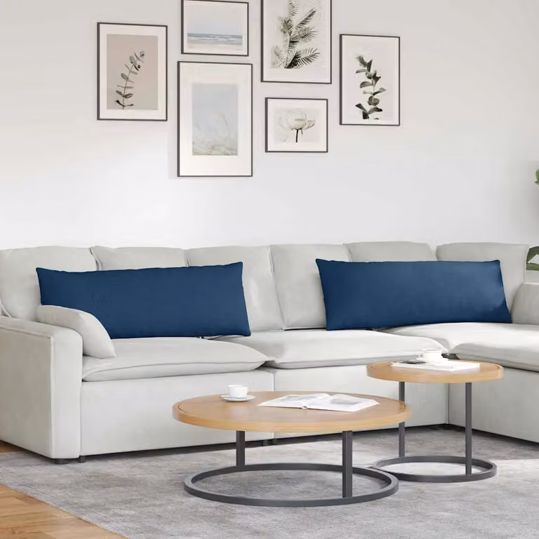 Set di 2 cuscini da divano vidaXL in tessuto blu con rivestimento rimovibile, L 120 cm x P 40 cm x H 40 cm