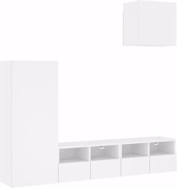 Mobili TV a Muro 4pz | Armadietto TV | Mobile Porta TV Bianchi in Legno Multistrato