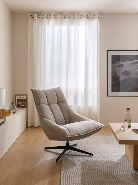 Poltrona girevole imbottita Finley Kenay Home grigio e nero con struttura in metallo – 1