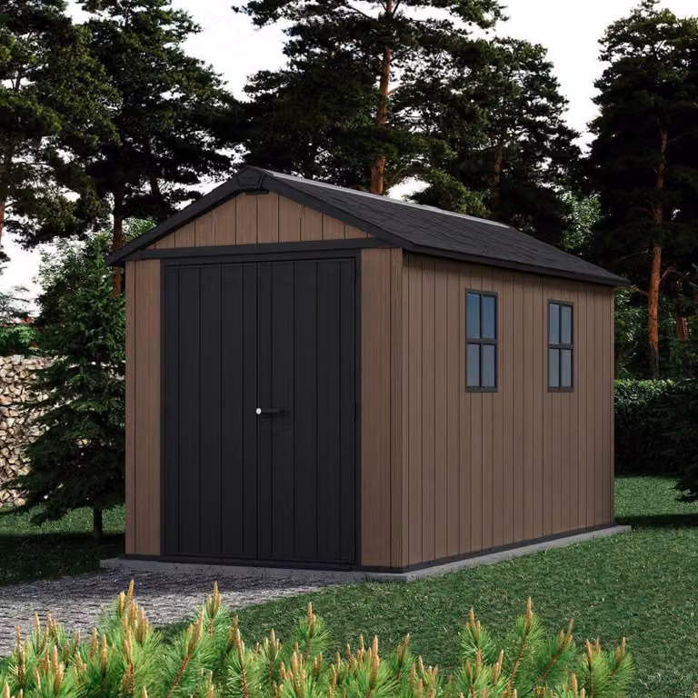 Dmora Casetta da Giardino Kincardine 350x230x246h cm Marrone, Resistente Agli Agenti Atmosferici Presenza Finestre