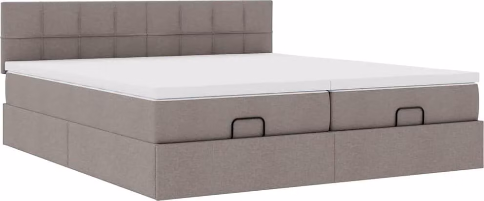Struttura Letto Pouf con Materassi Tortora 180x200cm in Tessuto