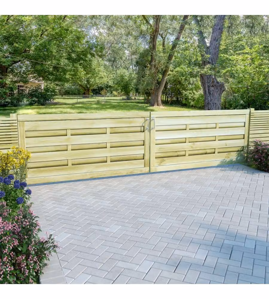 Cancelli da Giardino 2 pz in Legno Impregnato 150x75 cm Verde