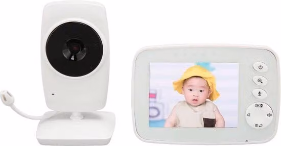 Telecamera per bambini con monitor LCD da 3,2 pollici, video digitale HD, visione notturna, funzione intercom bidirezionale e modalità VOX, colore bianco