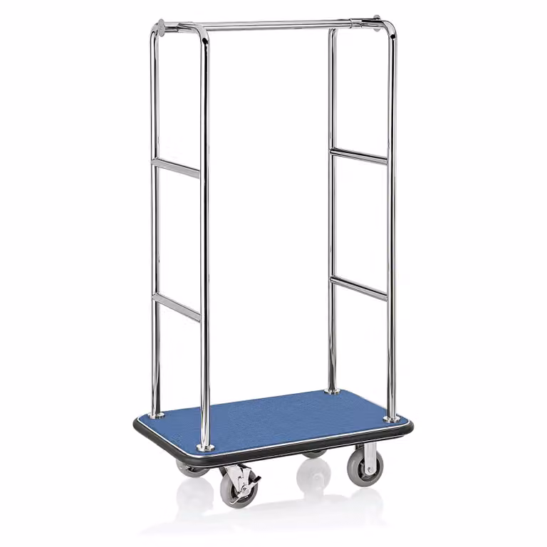 Carrello portabagagli, 94,5 x 61 x 173 cm, argento/blu