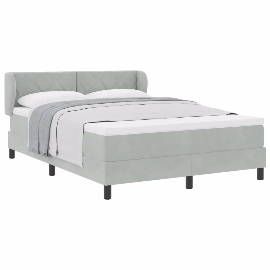 Letto a molle moderno vidaXL con testiera in velluto grigio, L/P/H: 160 x 200 x 163 cm – 2