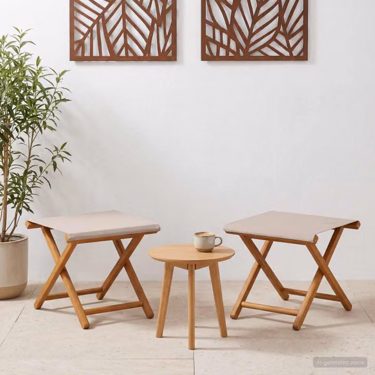 Set di 2 lettini da giardino vidaXL in legno di eucalipto trattato beige
