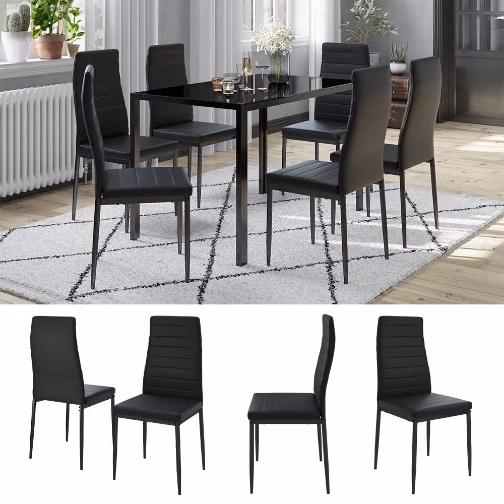 Set di 6 sedie moderne Vicco in ecopelle nera per cucina e sala da pranzo L: 42.5 cm, P: 48 cm, H: 96 cm – 2