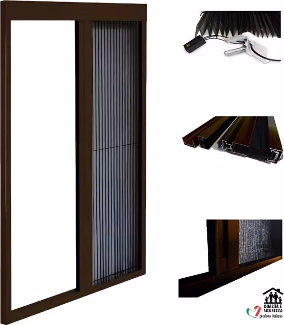 Zanzariera a soffietto IRS Opera Salone Srl Marrone L: 120 cm, H: 240 cm