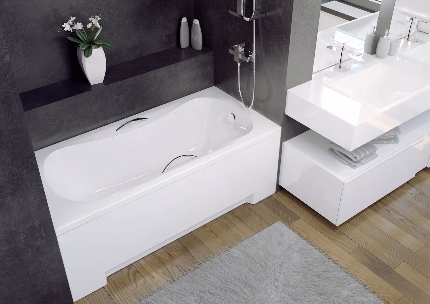 Badewanne Eckwanne Eck 170*70 cm Acrylwanne Wanne Bad Eckbadewanne Wannen Weiß