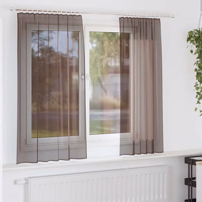 Set di 2 tende in voile semitrasparenti vidaXL marroni con linguetta in poliestere L: 140 cm, H: 175 cm