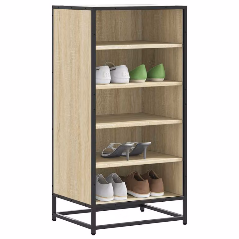 Scarpiera moderna vidaXL in legno e MDF, colore rovere sonoma, con montaggio a parete, L 48 cm x P 38 cm x H 97,5 cm