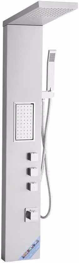 Sistema doccia a colonna, 3 in 1, con soffione a effetto pioggia, colonna doccia in acciaio inossidabile spazzolato di 134,5 cm, sistema doccia a parete con doccetta manuale e ampio getto corpo