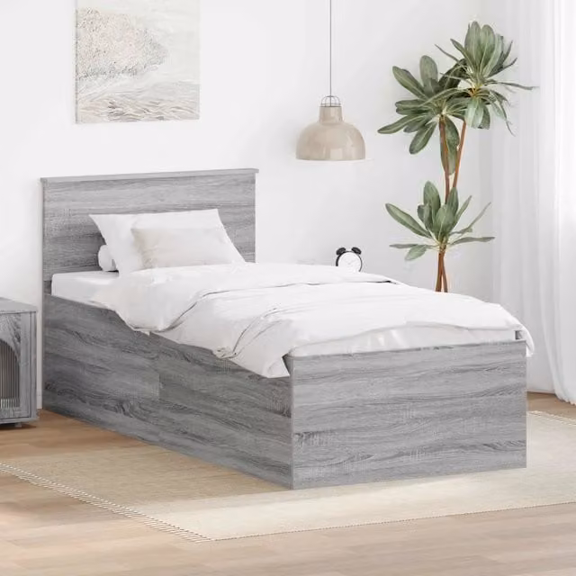 Letto moderno con cassetti vidaXL in legno ingegnerizzato grigio L/P/H: 190 x 80 x 90 cm