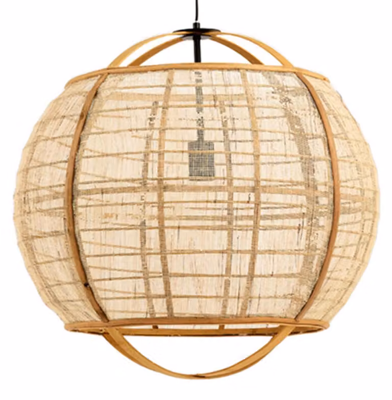 Lampada a sospensione - naturale - Reeva - bambù lino - Ø 50cm - E27 - 2972113 - Light & Living