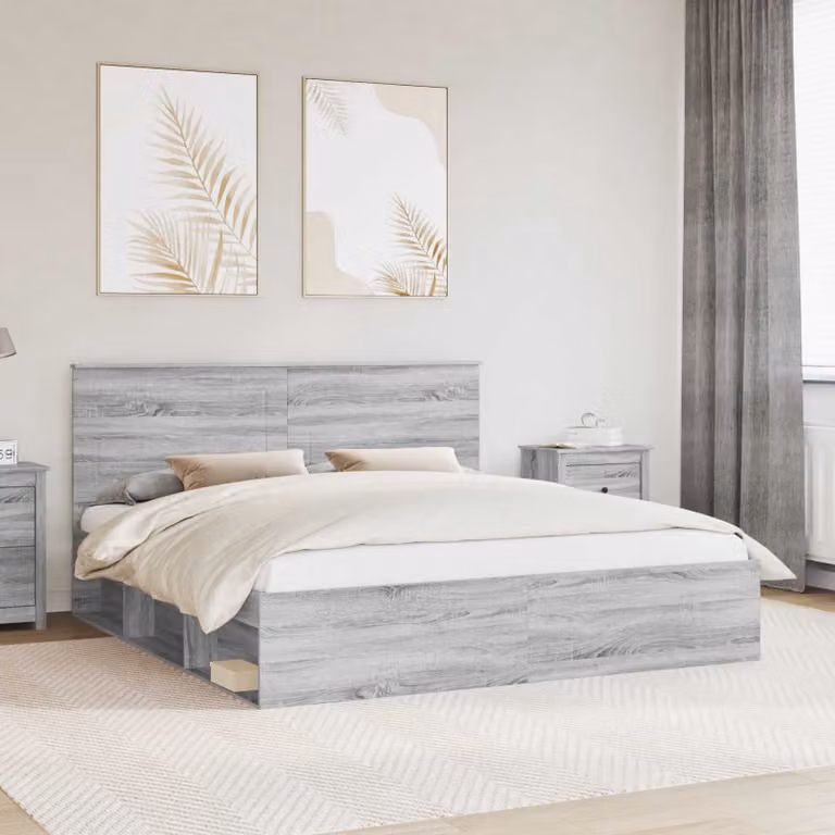 Struttura del letto moderna vidaXL in pino massello Grigio Sonoma L 180 cm x P 200 cm