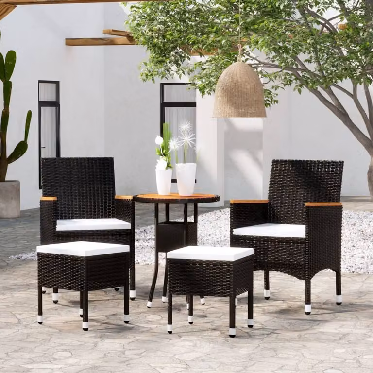 Maison Exclusive - Set da giardino da 5 pezzi in rattan sintetico nero