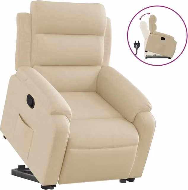 Poltrona | Sedia Relax Alzapersona Reclinabile Crema in Tessuto