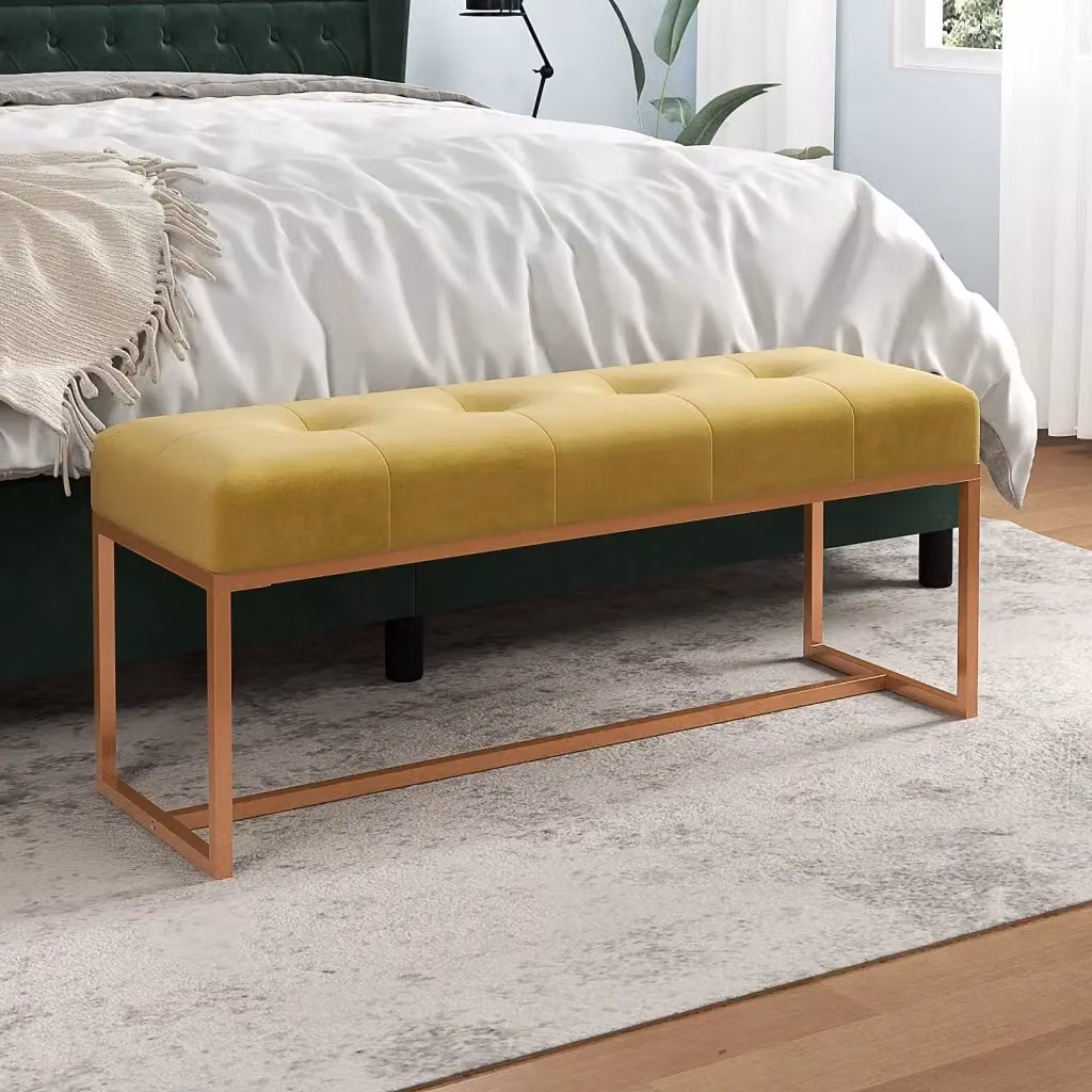 Panca in Velluto Giallo Design In L: 110 cm, P: 36 cm, H: 45 cm – 2