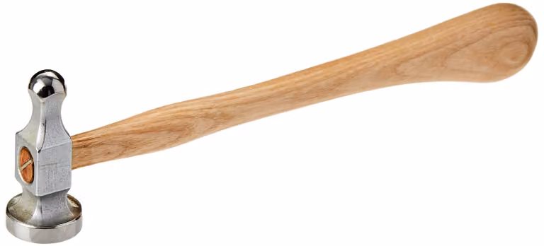 Martello piatto, argento, 1 pezzo, testa in metallo, manico in legno