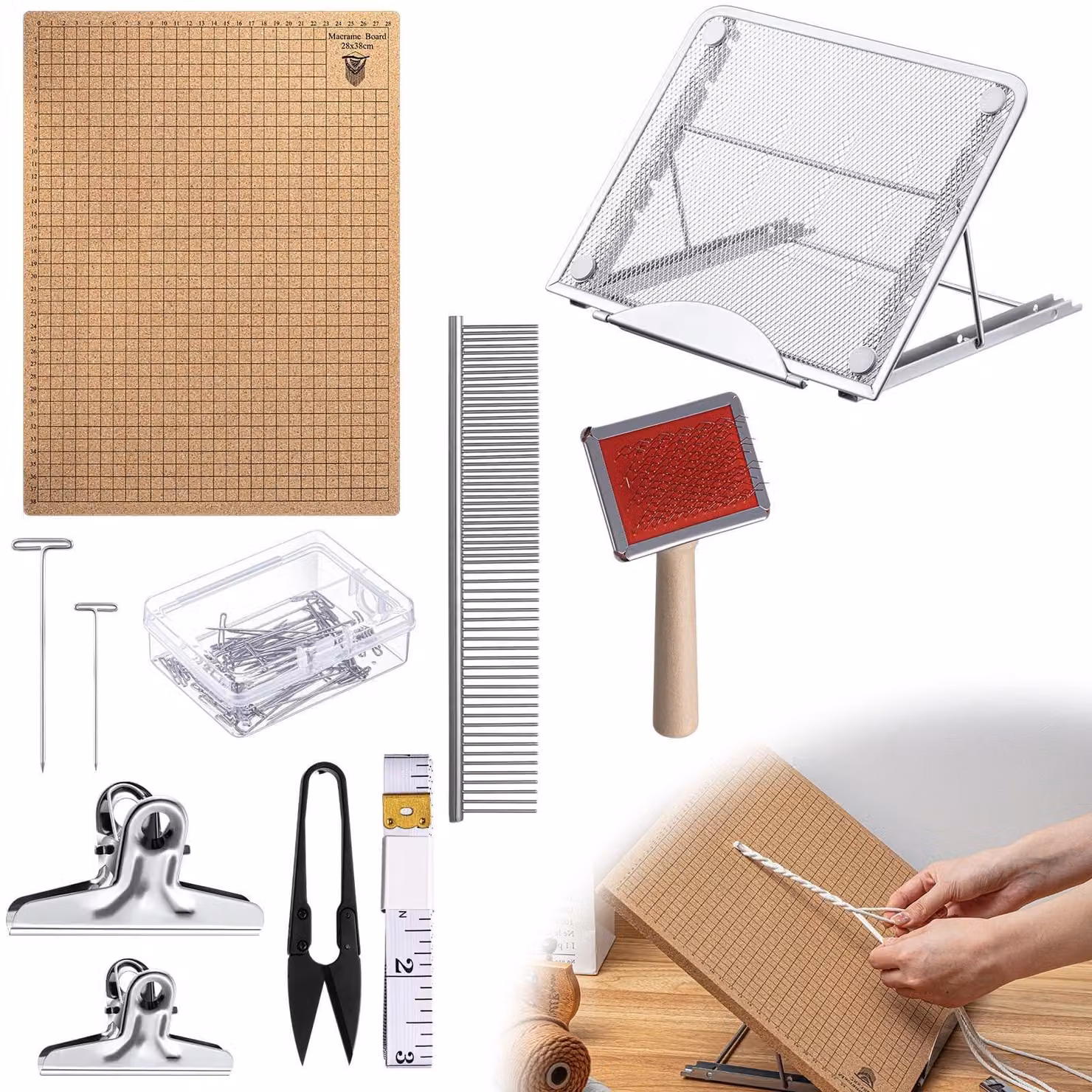 Kit per il macramè, completo di telaio e strumenti