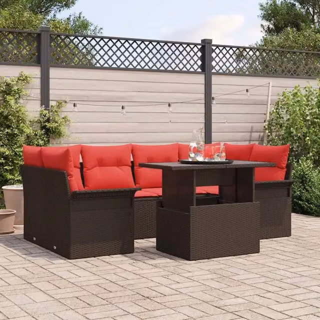 Set Divano da Giardino 7 pz Marrone 3356957