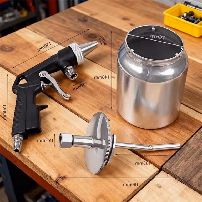 Pistola portatile per sabbiatura, compatibile con compressore d'aria, con una pressione di esercizio di 6,2 bar e una capacità del serbatoio di 1000 cc. Ideale per la lucidatura, la levigatura e la rimozione di vernice