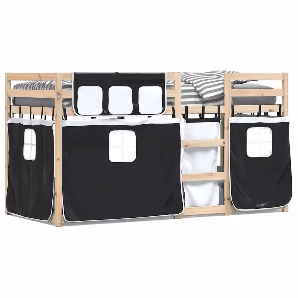 Letto a castello per bambini vidaXL in legno di pino nero, L/P/H: 195.5 x 90 x 112 cm – 2